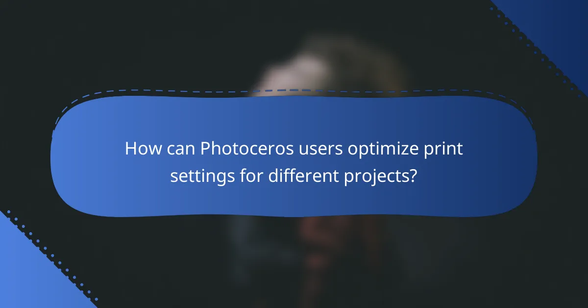 How can Photoceros users optimize print settings for different projects?