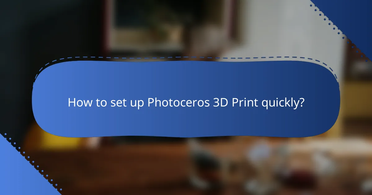 How to set up Photoceros 3D Print quickly?