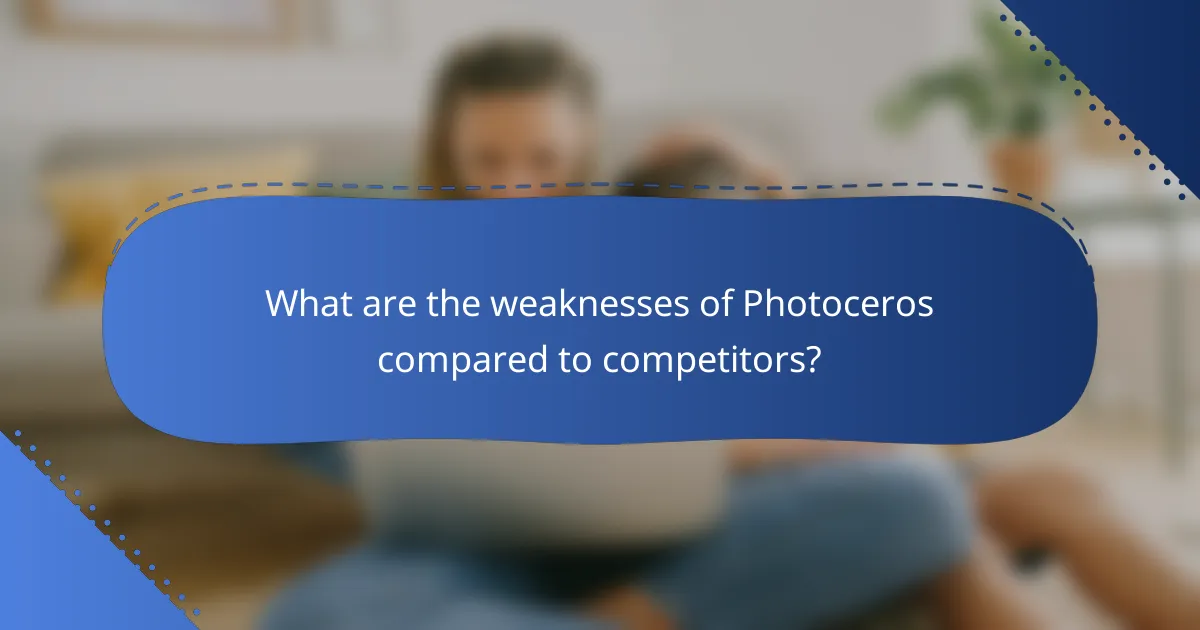 What are the weaknesses of Photoceros compared to competitors?